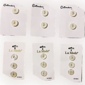 NEW Vintage Costumakers La Mode White Buttons 5/8” 1/2” 2 Hole Buttons Fastener